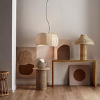 Abat-jour suspendu en rotin naturel