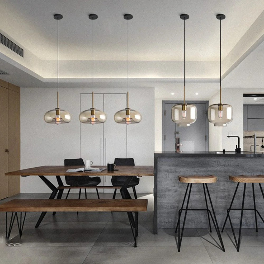 Suspension moderne en verre pour salon